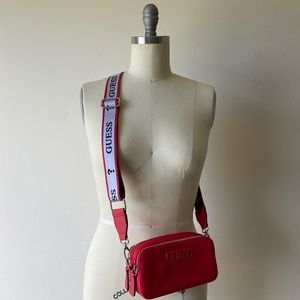 Guess Double Zipper Crossbody Bag Red